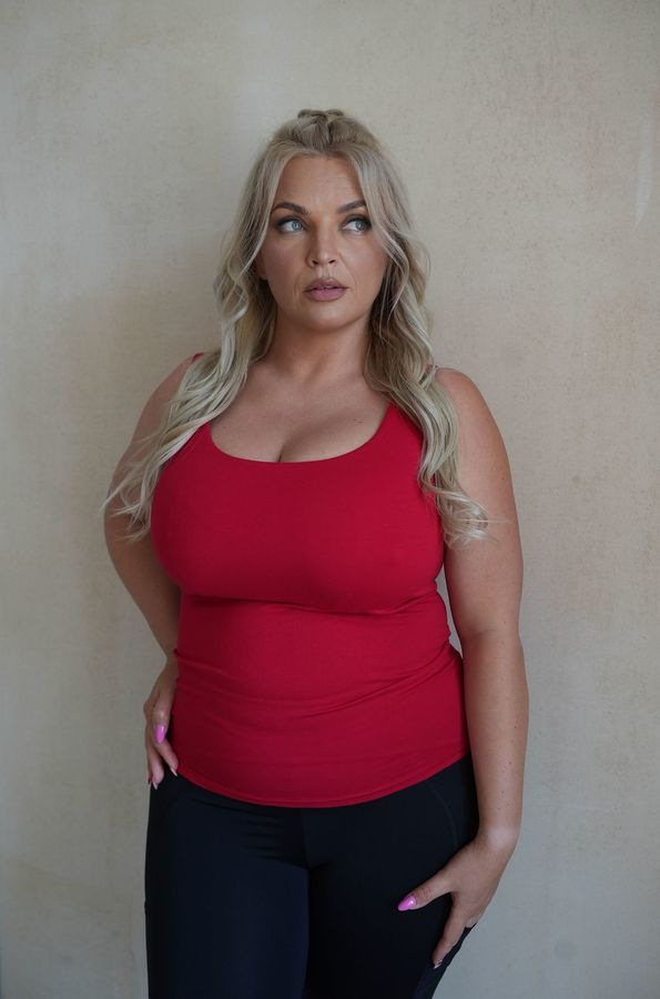 Second Skin Top Koszulka Bez Rękawów (Dekolt w Kształcie U) Wiśnia